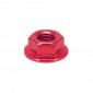 HEX FLANGED NUT - M6 ALUMINIUM RED (6 IN BAG). -SELECTION P2R-