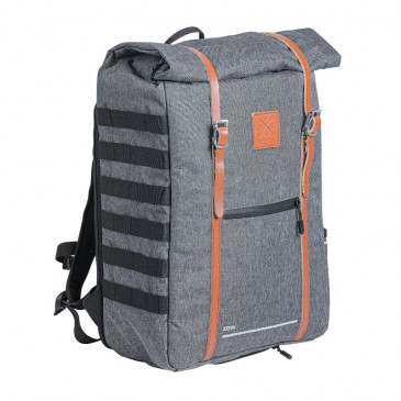 SINGLE BAG FOR BICYCLE -REAR-TURN INTO BACKPACK- ZEFAL URBAN - GREY 27Lt - ON CARRIER (30x45x13) - MADE WITH RECYCLED MATERIAL.