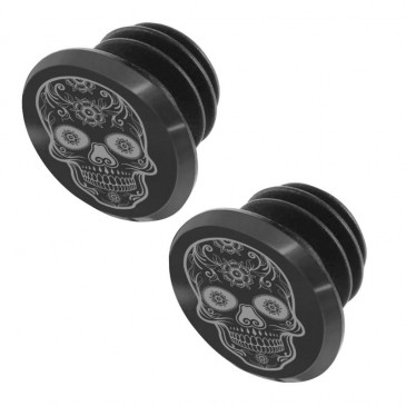 HANDLEBAR END PLUG - FOR MTB - SWITCH SKULL BLACK/GREY (PER 2 ON CARD) 8013271303826