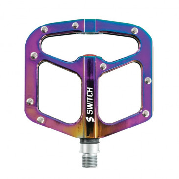 PEDALE VTT PLATEFORME DESCENTE / BMX SWITCH GAP ALU OIL FILETAGE 9/16 AVEC PICOTS ARGENT (PAIRE) 8013271325583