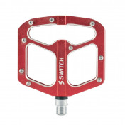 FLAT PEDAL-FOR BMX/DOWNHILL - SWITCH GAP RED ALU - Threaded 9/16 WITH SILVER GRIP PINS (PAIR) 8013271311883