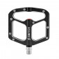 PEDALE VTT PLATEFORME DESCENTE / BMX SWITCH GAP ALU NOIR FILETAGE 9/16 AVEC PICOTS ARGENT (PAIRE)