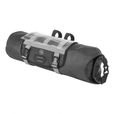 HANDLEBAR BAG FOR BICYCLE - WATERPROOF SKUAD BLACK - ON VELCRO TAPES- with map case (59X23cm - 10 Lt) 8013271265582