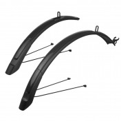 MUDGUARD FOR URBAN/TREKKING - on stays 26/28'' POLISPORT EXPANDER BLACK Wd 51mm - Adjustable length (PAIR- rear+front) COMPATIBLE V/BRAKE or DISC 5604415086076