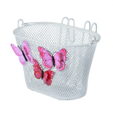 PANIER AVANT ENFANT BASIL JASMIN BLANC ACIER POUR 12 A 20 POUCES FIXATION CROCHETS (26x16x15 cm) 8715019301339