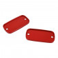 BRAKE FLUID RESERVOIR CAP - (PAIR) for HONDA 750 X-ADV ALU CNC - RED/WHITE PATTERN -AVOC-
