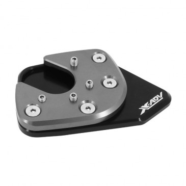 EXTENSION/AGRANDISSEUR BEQUILLE LATERALE MAXISCOOTER POUR HONDA 750 X-ADV ALU CNC ANODISE NOIR/TITANE AVEC MOTIF -AVOC- 3700948235300
