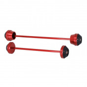 WHEEL AXLE PROTECTION PADS - ALUMINIUM FOR YAMAHA 700 MT-07 2014>2016 BLACK/RED (FRONT+REAR) -AVOC- 3700948234426