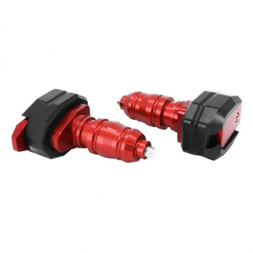 TAMPON DE PROTECTION MOTO ALU CNC ANODISE ROUGE/NOIR D.10mm (PAIRE) -AVOC- 3700948234761
