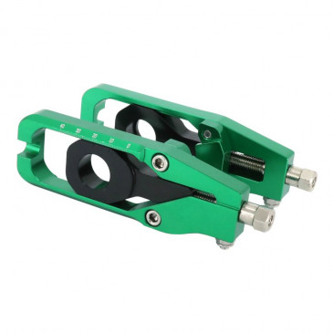 TENDEUR/AJUSTEUR DE CHAINE MOTO POUR KAWASAKI 900 Z900 ALU CNC ANODISE VERT (PAIRE) -AVOC- 3700948235669