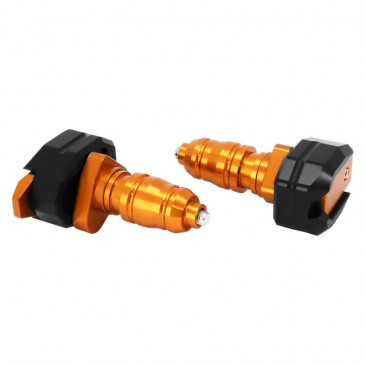 TAMPON DE PROTECTION MOTO ALU CNC ANODISE ORANGE/NOIR D.8mm (PAIRE) -AVOC- 3700948236093