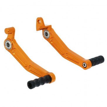 REAR BRAKE PEDAL/GEAR SHIFT PEDAL FOR KTM 125 DUKE ALU CNC ANODIZED ORANGE (PAIR) -AVOC- 3700948236178