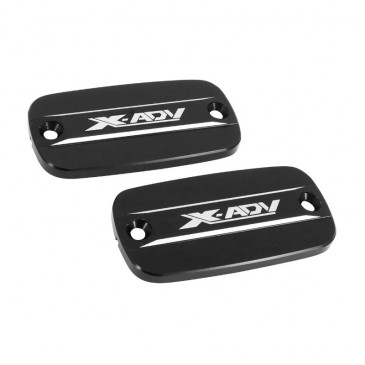COUVERCLE DE MAITRE CYLINDRE DE FREIN MAXISCOOTER POUR HONDA 750 X-ADV ALU CNC ANODISE NOIR AVEC MOTIF (PAIRE) -AVOC- 3700948235577