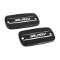 BRAKE FLUID RESERVOIR CAP - (PAIR) for HONDA 750 X-ADV ALU CNC - BLACK/WHITE PATTERN -AVOC- 3700948235577