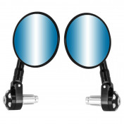 RETROVISEUR MOTO AVOC EMBOUT DE GUIDON ROND ANTI EBLOUISSEMENT ALU NOIR DIAM 13 Et 17 mm (PAIRE) 3700948234648