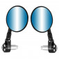 RETROVISEUR MOTO AVOC EMBOUT DE GUIDON ROND ANTI EBLOUISSEMENT ALU NOIR DIAM 13 Et 17 mm (PAIRE) 3700948234648