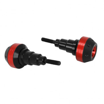 TAMPON DE PROTECTION MOTO ALU CNC ANODISE ROUGE/NOIR DIAM 10mm (FORME RONDE) (PAIRE) -AVOC- 3700948234785