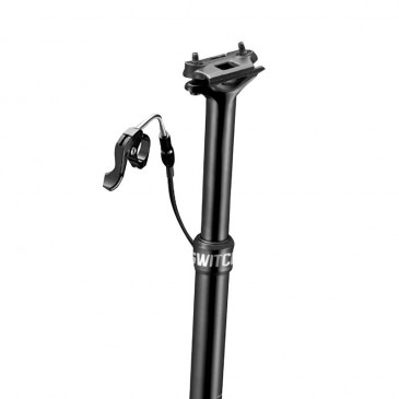 TIGE DE SELLE VTT TELESCOPIQUE SWITCH SW-125 ALU NOIR DIAM. 31.6 L420mm (REGLAGE PAR CABLE INTERNE DEBATTEMENT 125mm) FIXATION CINTRE 8013271234328