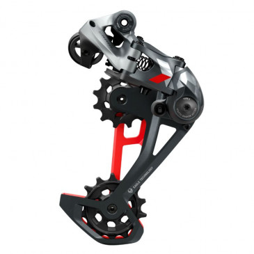 DERAILLEUR VTT ARRIERE SRAM 12V. X01 EAGLE NOIR CHAPE LONGUE ROUGE POUR CASSETTE JUSQU'A 52DTS 0710845853494
