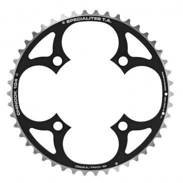 CHAINRING FOR MTB 4 ARMS - Ø104 TA CHINOOK TRIPLE 46 Teeth- External BLACK ALU FOR SHIMANO / SRAM / FSA 9 Speed. 3662458000505