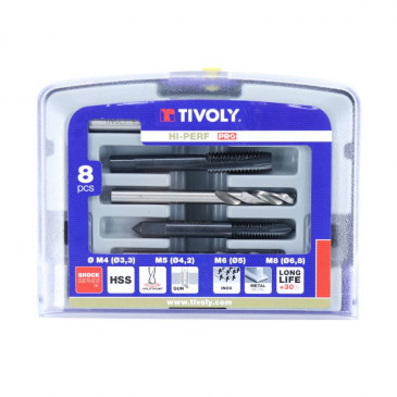 TIVOLY TOOL SET :THREAD TAPS HSS STEAM GUN DIN + HSS DRILL BITS (IN BOX) 3221912117465