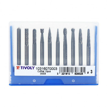 TIVOLY CARBIDE ROTARY BURR - Ø 3 mm (10 PIECES IN BOX)