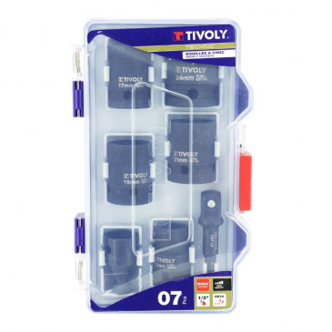 DOUILLE A CHOC ET ADAPTATEUR TIVOLY DIAM 13 A 24 mm (COFFRET 7 PIECES)