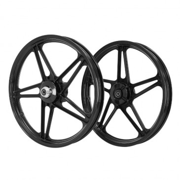 WHEEL SET 17" (BERNARDI TYPE) FOR PEUGEOT 103 MVL, VOGUE- BLACK (PAIR) -SELECTION P2R-