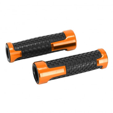 GRIP "NO SLIP" FOR MOTORBIKE -FOR KTM 125 DUKE ORANGE ANODIZED (PAIR) -AVOC- 3700948236215