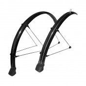 MUDGUARD FOR ROAD BIKE- ON STAYS- 700 STRONGLIGHT 42mm BLACK (COMPLETE SET REAR+FRONT) FIXATION MIXCLIP : ADJUSTABLE WITH STAINLESS RODS and MUDFLAPS) 3700223708925