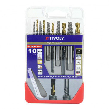 EXTRACTORS SET - FOR DAMAGED STUDS- TIVOLY (10 PIECES KIT)