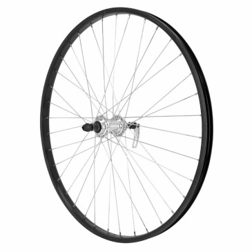 ROUE VTT PATIN BLOCAGE 26" M110 ARRIERE NOIR MOYEU ARGENT ROUE LIBRE 7/6V JANTE 21C 3660429063344