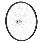 WHEEL FOR MTB- 26" FRONT - M 110 - Black - ALUMINIUM SILVER HUB - SOLID SPINDLE (sold with nuts 9X100) 3660429063139