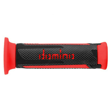 REVETEMENT POIGNEE DOMINO MOTO ON ROAD A350 GRIS ANTHRACITE/ROUGE OPEN END 120mm (PAIRE)