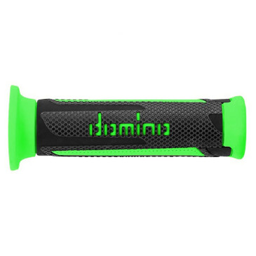 GRIP - DOMINO ORIGINAL- ON ROAD A350 GREY ANTHRACITE/GREEN 120 mm OPEN END (PAIR).