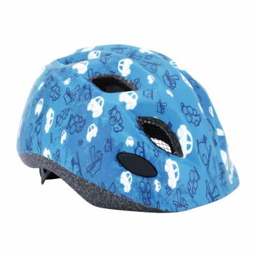 CHILD BIKE HELMET- POLISPORT FUN TRIP BLUE - Euro 44-48cm RATCHET SETTING+ LEDS LIGHTS (ON CARD)