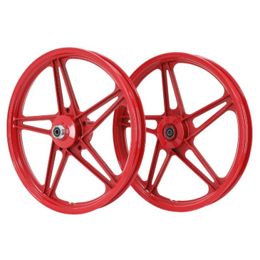 WHEEL SET 17" (BERNARDI TYPE) FOR PEUGEOT 103 MVL, VOGUE- RED (PAIR) -SELECTION P2R- 3701213435234