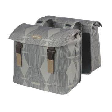 SACOCHE ARRIERE VELO DOUBLE BASIL ELEGANCE 40L TAUPE FIXATION VELCROS SUR PORTE BAGAGE (49x36x8 cm) 8715019183942