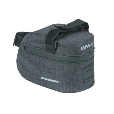 SADDLE BAG FOR BICYCLE - BASIL DISCOVERY 1 Lt - Polyester waterproof -Grey/black- WATERPROOF ON VELCRO TAPES + RAIN COVER 8715019183829