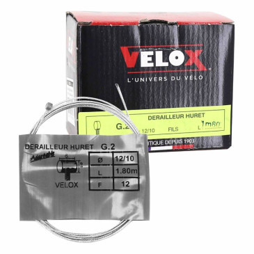 CABLE DE DERAILLEUR VELOX GALVA POUR HURET 1.80M (BOITE DE 25) 12/10 12 FILS TETE 3 x diam 4.8mm 3660429903008