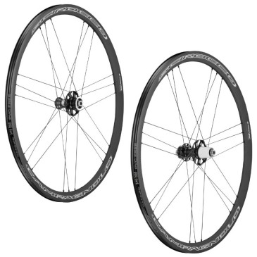 WHEELS SET FOR ROAD BIKE 700 CAMPAGNOLO SCIROCCO DISC -BLACK-HUB ED 12/11/10 Speed - For thru axle / Quick release.COMPATIBLE TUBELESS (Pair) 8053340450440