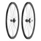 WHEELS SET FOR ROAD BIKE 700 CAMPAGNOLO SCIROCCO DISC -BLACK-HUB ED 12/11/10 Speed - For thru axle / Quick release.COMPATIBLE TUBELESS (Pair) 8053340450440