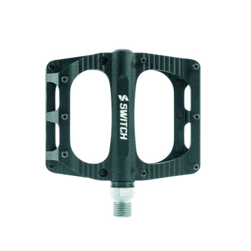 PEDALE VTT PLATEFORME DESCENTE / BMX SWITCH FREERIDE ALU CNC NOIR FILETAGE 9/16 AVEC PICOTS (PAIRE) 100x90mm 8013271329093