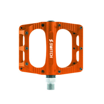 PEDALE VTT PLATEFORME DESCENTE / BMX SWITCH FREERIDE ALU CNC ORANGE FILETAGE 9/16 AVEC PICOTS (PAIRE) 100x90mm 8013271329109