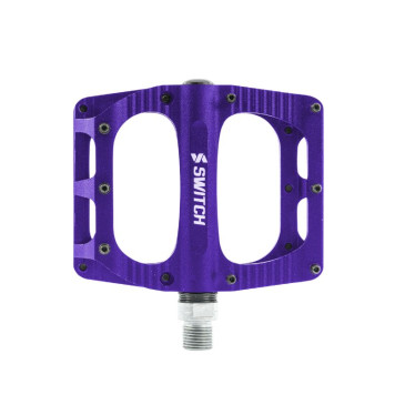 FLAT PEDAL FOR MTB/DOWNHILL/ BMX SWITCH FREERIDE ALUMINIUM PURPLE - thread 9/16 with grips (PAIR) 100x90mm