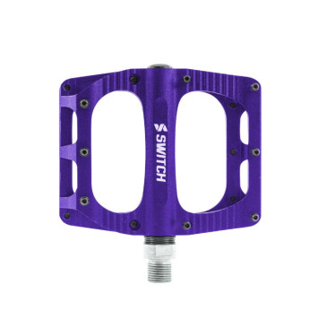 PEDALE VTT PLATEFORME DESCENTE / BMX SWITCH FREERIDE ALU CNC VIOLET FILETAGE 9/16 AVEC PICOTS (PAIRE) 100x90mm 8013271329116