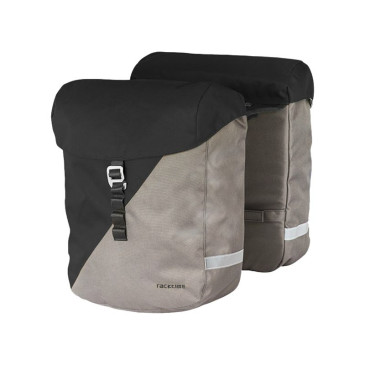 DOUBLE BAG FOR BICYCLE - RACKTIME VIDA 2.0 24Lt - Black/stone (43x14x36cm) - COMPATIBLE SYSTEM RACKTIME SNAP-IT 2.0 (VERSION 2021+) 4048174865052
