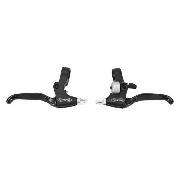 LEVIER DE FREIN VTT/VTC V-BRAKE 4 DOIGTS TEKTRO AVEC SONNETTE INTEGREE COMPATIBLE POIGNEE TOURNANTE (PAIRE) - MONTAGE SUR VELO LEADER FOX 3700948239650