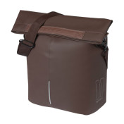 SHOULDER BAG FOR BICYCLE (or rear single bag) - BASIL CITY SHOPPER VEGAN brown imitation leather LEFT/RIGHT 14/16Lt - HOOKS ON CARRIER - WATERPROOF FOLDING CLOSING- REFLECTIVE.