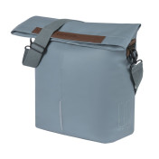 SHOULDER BAG FOR BICYCLE (or rear single bag) - BASIL CITY SHOPPER VEGAN blue imitation leather LEFT/RIGHT 14/16Lt - HOOKS ON CARRIER - WATERPROOF FOLDING CLOSING- REFLECTIVE.